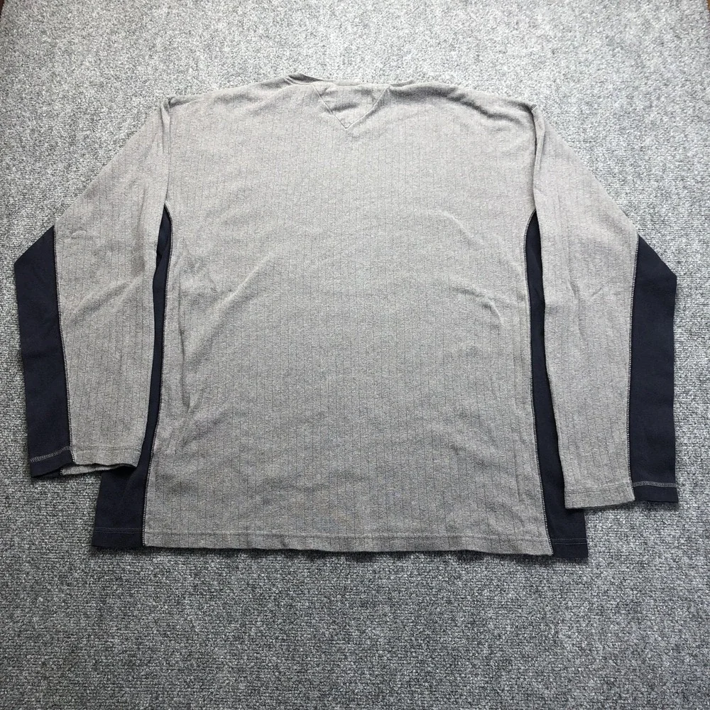Tommy Hilfiger Sweater Mens 2XL Gray V Neck Knit Pullover Long Sleeve Casual